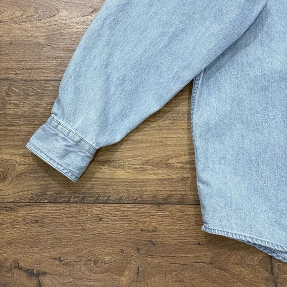 Vintage Sun Belt Denim‎ Shirt Womens Large Embroidered Rainbow Connection Button - Picture 4 of 14